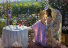 In the garden Oil painting Wall art Giclee Printed on Canvas P1695