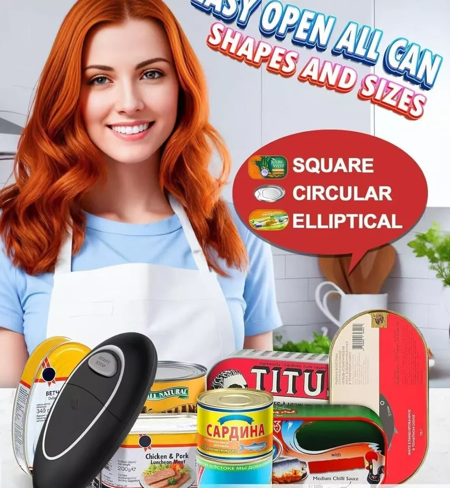 One Touch Electric Can Opener Fits All Size Can With Smooth Edge, Hands Free Bat - Image 4 of 4