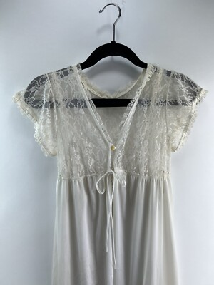 Vintage Cabin Core Lingerie Peignoir Gown Cosplay Lace Baby Doll Nightgown