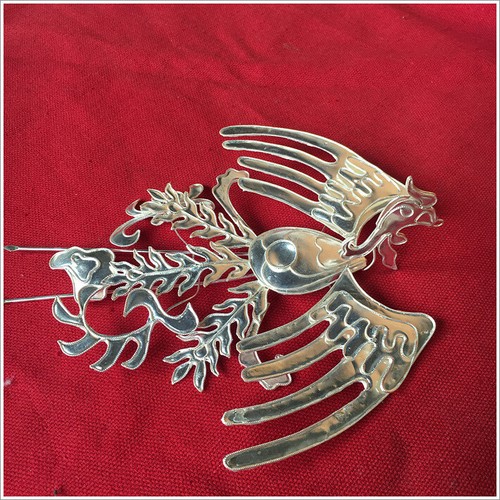Hair Accessories handmade filigree miao silver phenix hairpin headgear 1piece - Foto 7 di 8