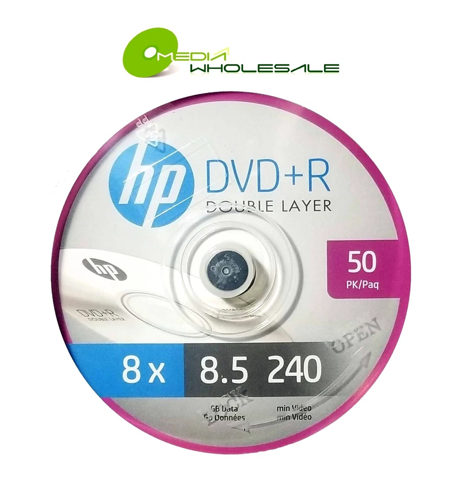 50 HP 8X Blank DVD+R DL Dual Double Layer 8.5GB Logo Branded Media Disc REAL HP - Image 2 of 3
