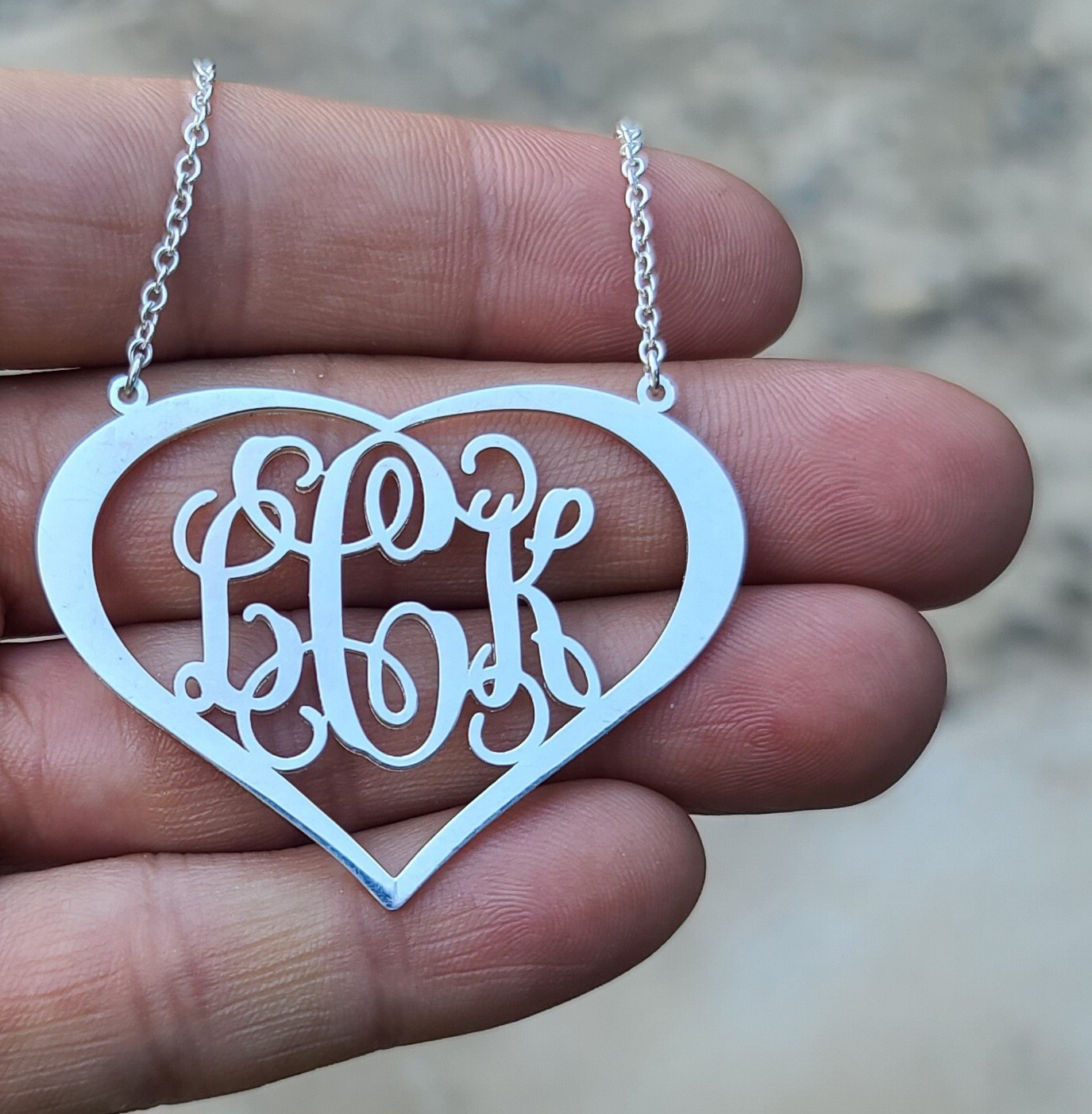 Sterling 925 Solid Silver Large Heart Pendant Rol… - image 2