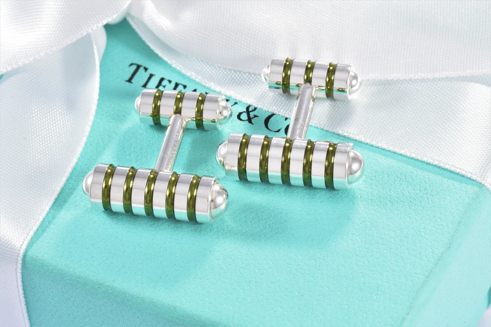 Tiffany & Co Alemania Plata Picasso Verde Esmalte Ranura Gemelos Caja Bolsa Para Hombres Foto 2 de 4