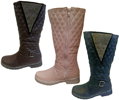 Halbhohe Keilabsatz-Stiefel Schuhe Plateau hoher Absatz Schnalle Reißverschluss Damen Frauen Stiefelgröße