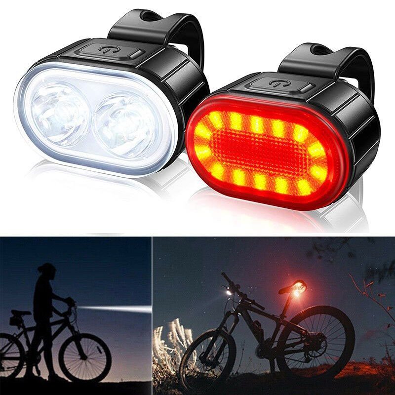LED USB Fahrrad Licht Set Beleuchtung Set AKKU Scheinwerfer Rücklicht Lampe