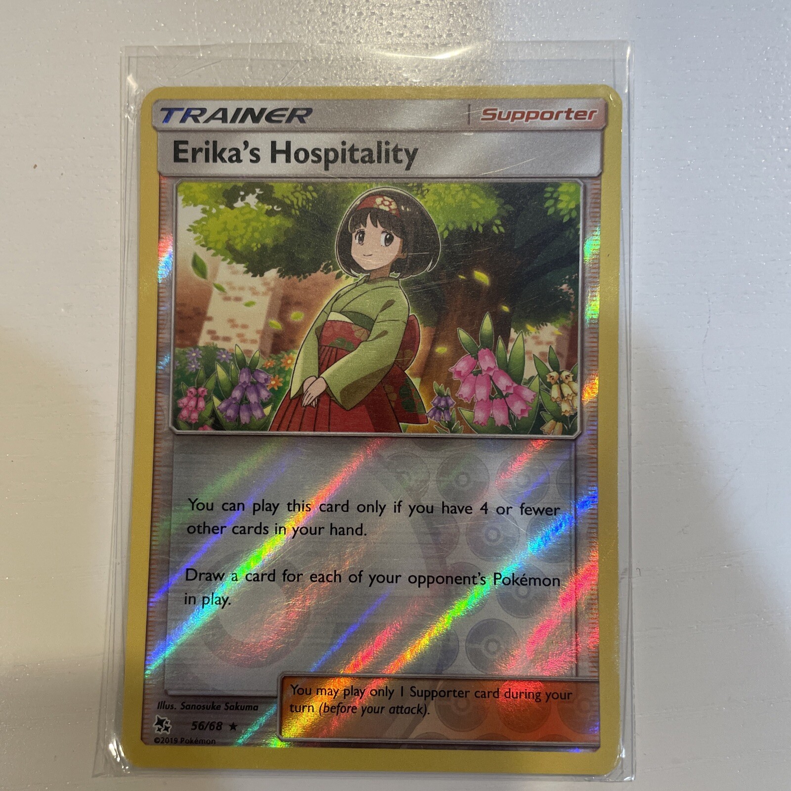 Erika's Hospitality 56/68 Rare Reverse Holo Pokemon Card Hidden Fates Lp