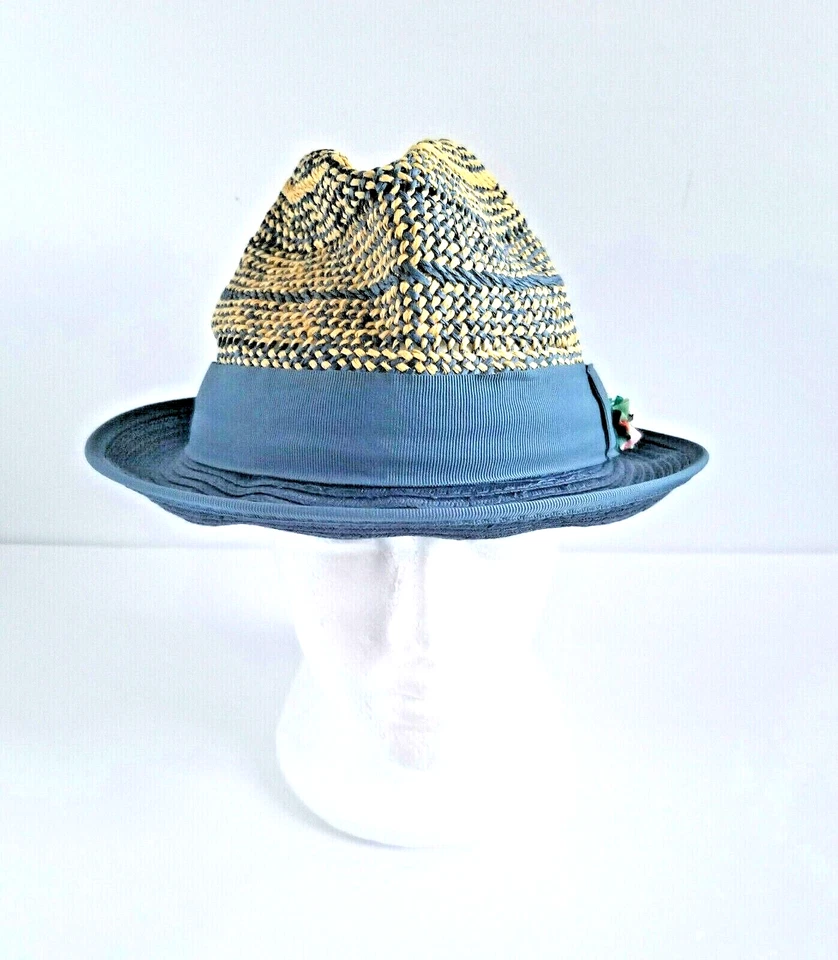 Sombrero SCALA Pronto Azul Tostado Arco Cuentas Tela Flores Toyo Talla Única Foto 2 de 4