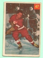 (1) KEITH ALLEN  1954-55 PARKHURST # 47 RED WINGS ROOKIE  CARD (M9998). rookie card picture