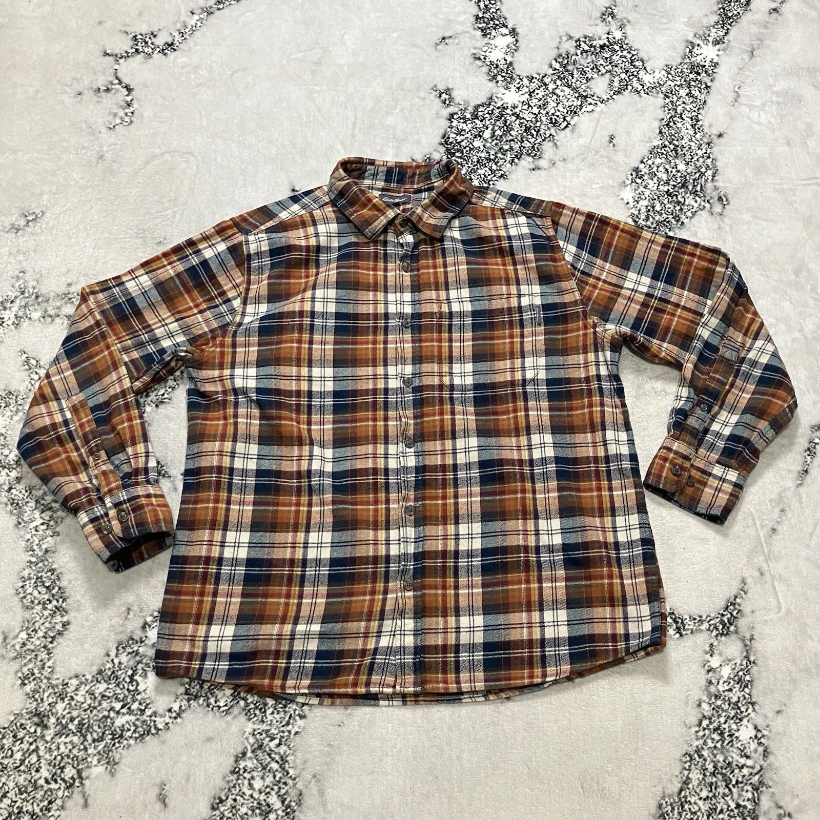 Eddie Bauer Plaid Flannel Button Front Shirt Mens Size XL Outdoors Multicolor