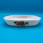 Vintage JAJ Pyrex England June Rose 538 Rectangular Opal Glass Casserole Dish