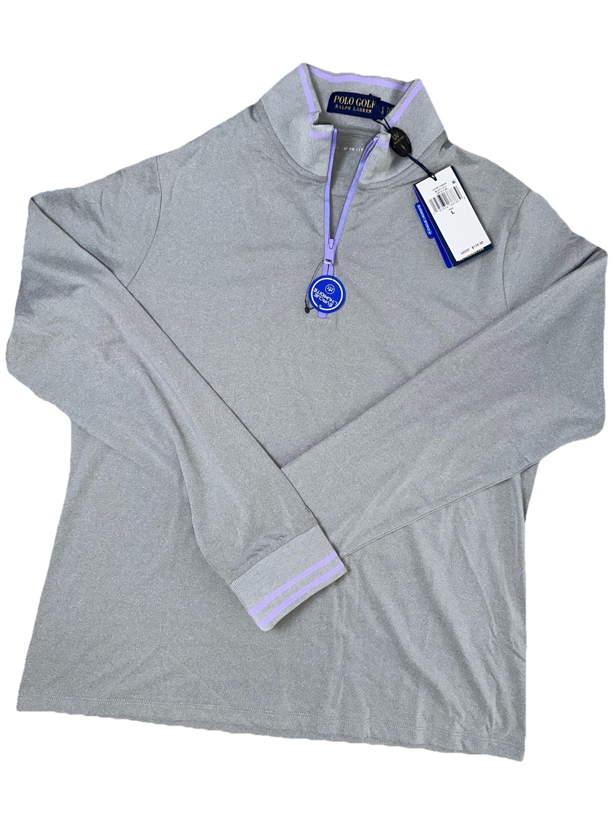 Nuova Polo Golf Ralph Lauren Maglia 1 4 Zip Giacca Donna Piccola Grigio Lavanda Pony