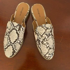 Indigo Rd Black Cream Snake Skin Print Pointed Mule Scallop Edged Mule Size 9M