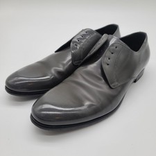 Dolce & Gabbana Mens Gray Leather Oxford Dress Shoes 9.5 Made In Italy Designer