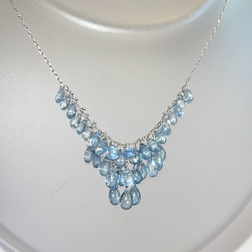 Collar Aguamarina DIEZ MIL COSAS Plata Lisa Lágrima Cascada Racimo Foto 4 de 4