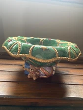 Vintage Fitz & Floyd Santa's List Santas Bag Ceramic 9" Hand Painted Accent Bowl