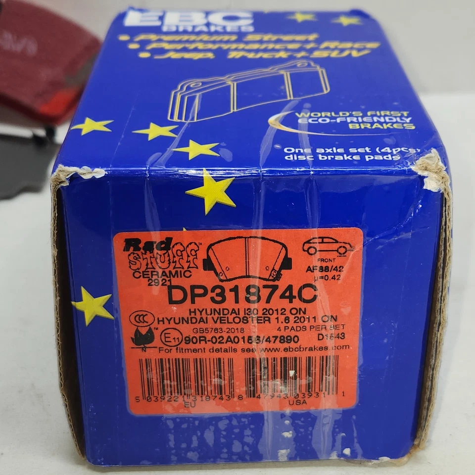 Genuine EBC Brakes DP31874C Redstuff Ceramic Brake Pads fits 12-18 Hyundai Kia - Image 2 of 4