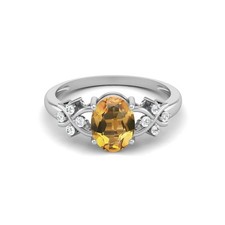 8X6 MM Oval Citrine 925 Sterling Silver Solitaire Celtic Women Wedding Ring