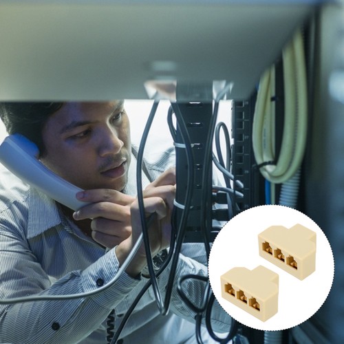 2 PCS Telephone Digger Three Way Line Splitter Rj11 Male to Female Adapter - 第 12/12 張圖片