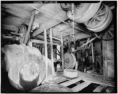 16. Woodworking Mill basement: view looking east showing Rodney Hunt water