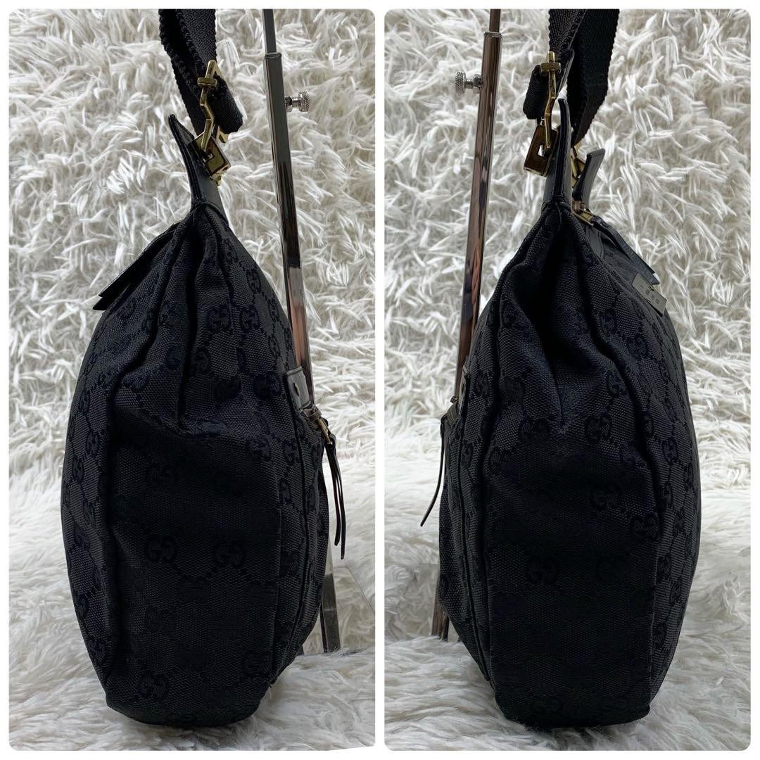 GUCCI Hobo GG Canvas Leather Black One Shoulder Bag Authentic Excellent Conditi thumbnail 4