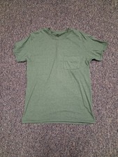 Green Crew Neck Short Sleeve Solid T-Shirt with Pocket for Men