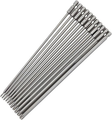 11Pcs 200mm Extra Long Torx Screwdriver Bit Set Magnetic S2 Steel T6-T40