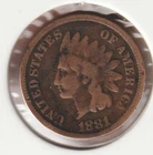US Rare Old West 1881 Indian Head Penny Coin American Collection Shield Cent USA