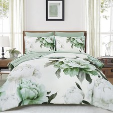 Green Queen Comforter Set 7 Piece Bed in a Bag Queen, Sage Green Floral Print...