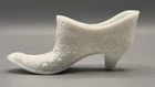 Vintage Fenton White Milk Glass Daisy & Button High Heel Shoe Slipper