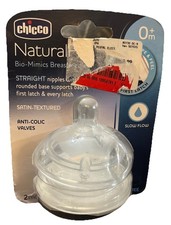 Chicco NaturalFit Nipple 0M Straight Slow Flow 2 Pack BPA-free Baby Bottle 2K
