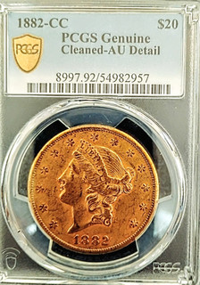 1882 CC $20 Gold Double Eagle PCGS AU Details Difficult Date Carson City Gold
