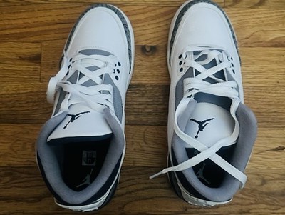 Jordan Air Jordan 3 Mid Top Blue Leather Lace-Up Men's Athletic Sneakers