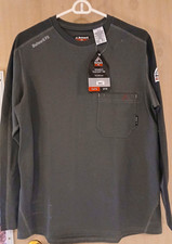 Bulwark FR Women's Gray Long Sleeve Knit Crewneck Tee Chest Pocket 2112 size M