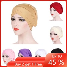 Muslim Cross Scarf Inner Hijab Cap Islamic Head Wear Hat Turban Headwrap Women