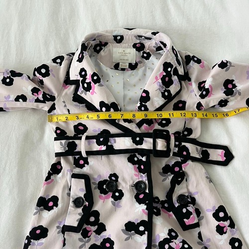 Kate Spade Girls Topliner Belted Double Breasted Trench Coat Posy Floral Pink - Picture 6 of 14