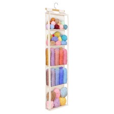 Hanging Yarn Storage with 5 Large Pockets, Clear Knitting Organizer Storage w...