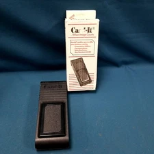 Vtg Card-It Business card Slot Punch Tool Gadget W/Box & Papers Black Acrylic  