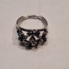 925 Sterling Silver Flower Ring Size 7 Adjustable Jewelry