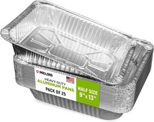 Aluminum Foil Pans Half-Size 9" x 13" Pack of 25 USA-Made Disposable Aluminum