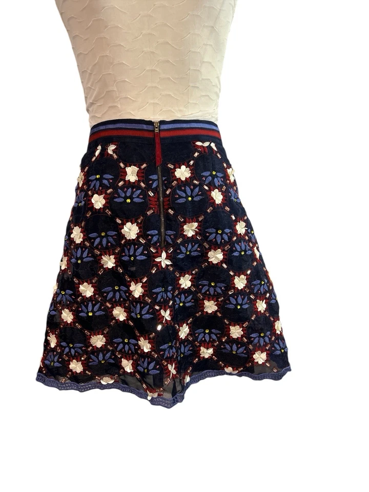 NUEVO CON ETIQUETAS Minifalda Anthropologie Maeve Mayfair Bordada Lentejuelas Cuentas 14 $228 Foto 3 de 4