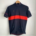 Rapha Merino Wool Tempest Jersey Mens Large Blue Red Embroidered Short Sleeve