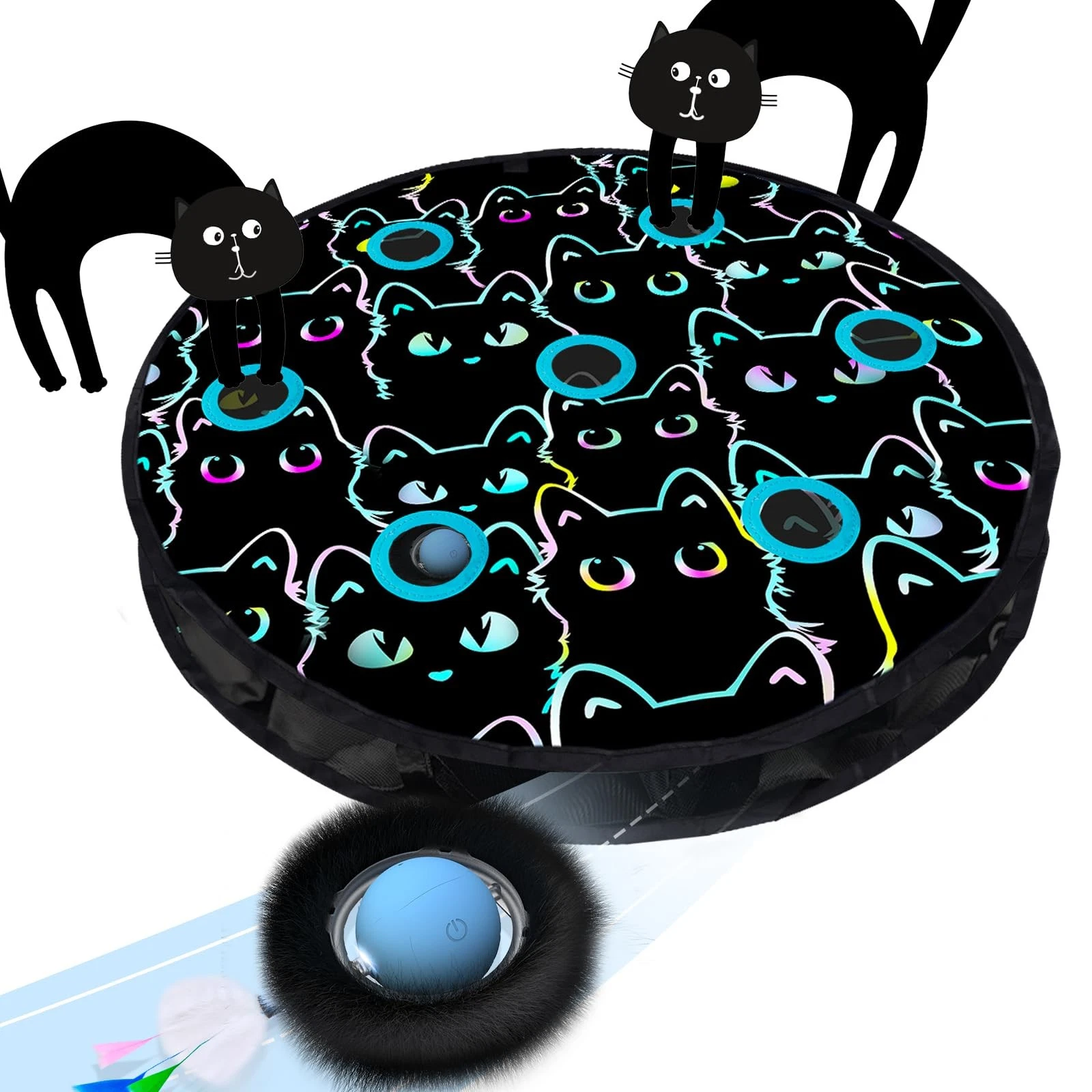 Cat Toys, Interactive Fast Rolling in Pouch, Hide and Seek for Indoor Cats, M...