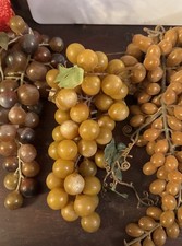 VINTAGE MID CENTURY MODERN RETRO SOFT PLASTIC FRUIT YELLOW PURPLE GRAPES