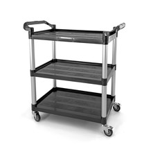 Commercial 3-Shelf Rolling Service Utility Cart 390 Lbs. Capacity Black