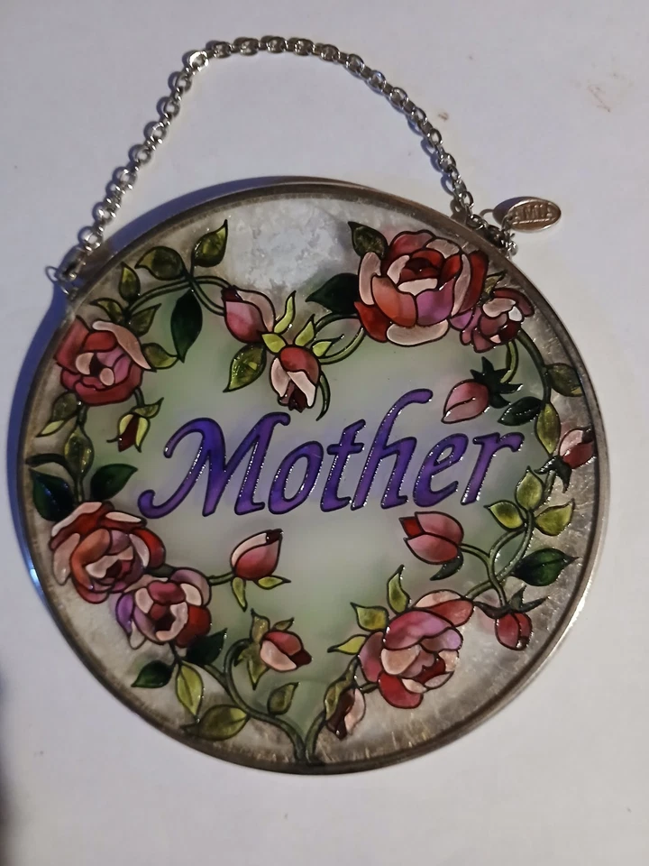 AMIA | GLASS FLORAL MOTHER SUNCATCHER ✪NEW✪ 8123 RARE CUTE MOM GIFT HANDPAINTED - Image 3 of 4