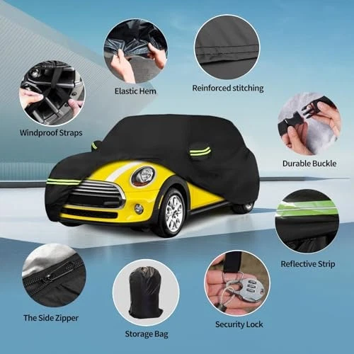 For Mini Cooper 2002-2021 Waterproof Car Cover 6 Layers All Weather Protection Foto 2 de 4