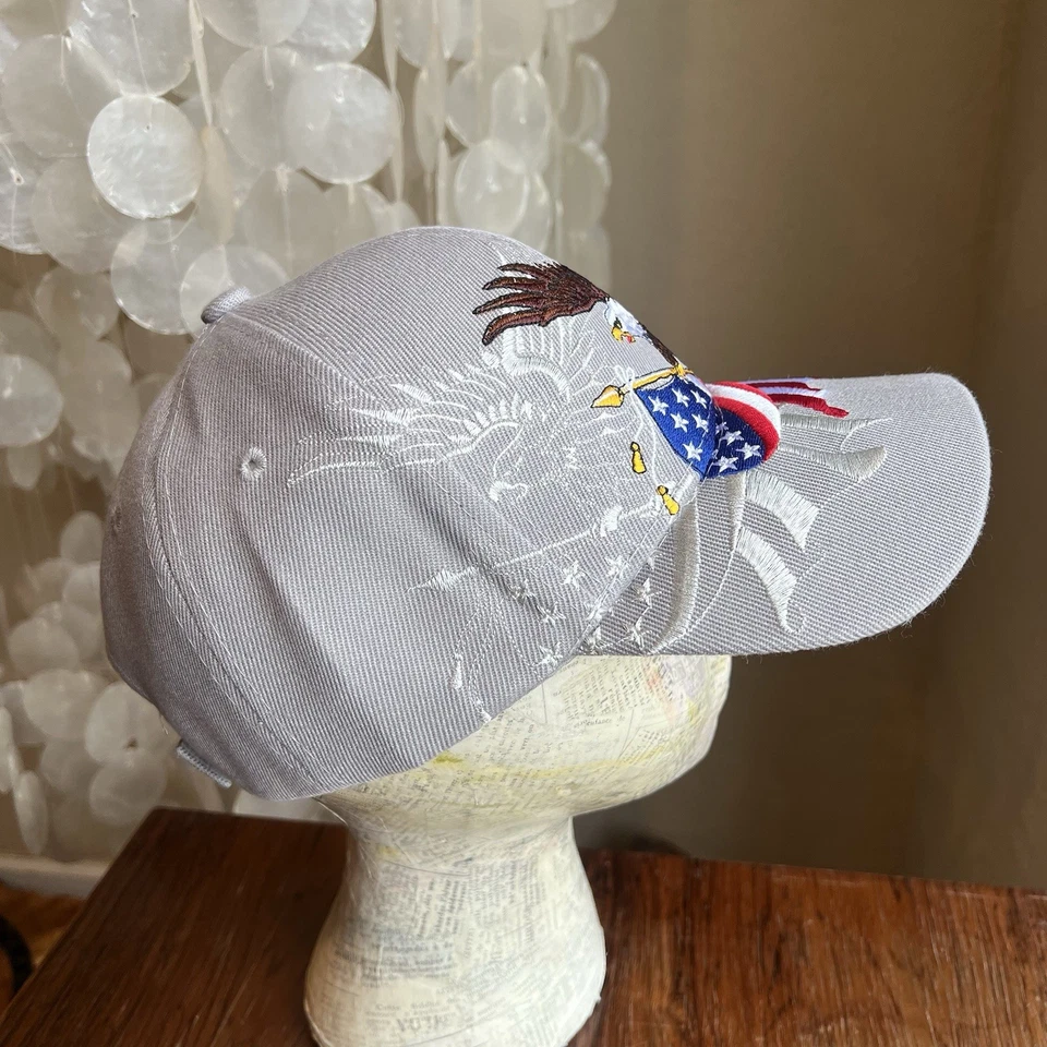 NUEVO SOMBRERO GORRA MILITAR EAGLE BANDERA EE. UU. SOMBRA Gris, Por Black Hawk Se envía ahora Foto 4 de 4