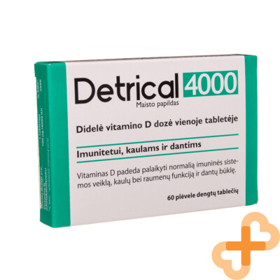 DETRICAL 4000 Iu 60 Tabletten Vitamin D Immunsystem Stütze Bones Zähne Ergänzung