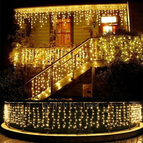 LED Hanging Icicle Curtain Fairy String Light Outdoor Christmas Xmas Party Decor - Picture 7 of 30
