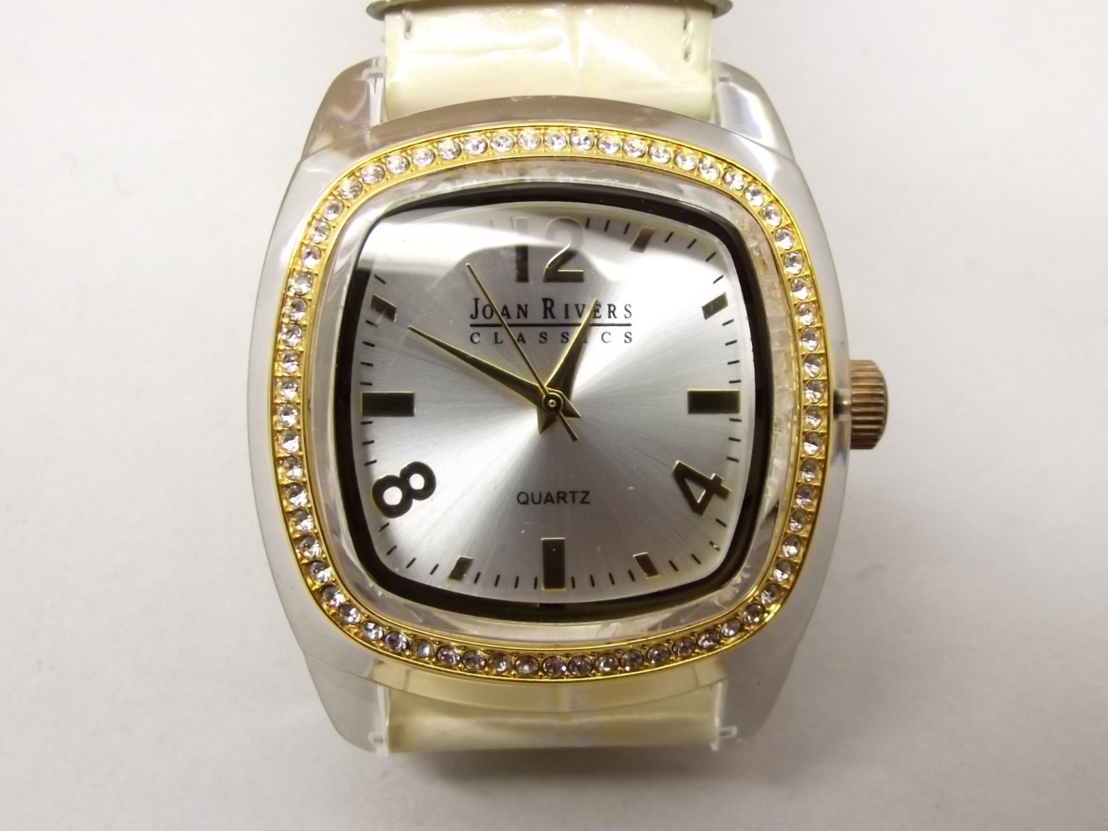 Joan Rivers Classics Ladies Wrist Watch Quartz Movement Leather Band CZ